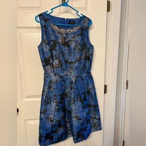 Tahari Blue and Black Mini Dress